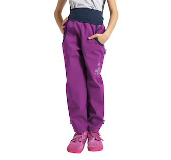 Unuo, Dětské softshellové kalhoty s fleecem Basic, Ostružinová Velikost: 98/104