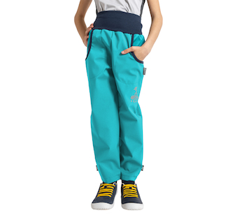 Unuo, Dětské softshellové kalhoty s fleecem Basic, Sv. Smaragdová Velikost: 98/104
