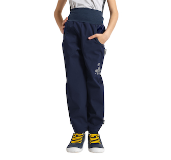 Unuo, Dětské softshellové kalhoty s fleecem Basic, Tm. Modročerná Velikost: 128/134