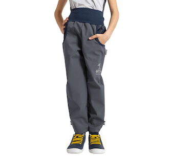 Unuo, Dětské softshellové kalhoty s fleecem Basic, Tm. Šedá Velikost: 104/110