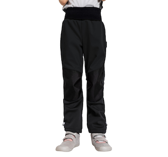 Unuo, Dětské softshellové kalhoty s fleecem pružné Flexi, Černá, Černá Velikost: 110/116