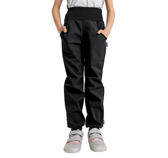 Unuo, Dětské softshellové kalhoty s fleecem Street, Černá Velikost: 128/134