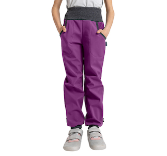 Unuo, Dětské softshellové kalhoty s fleecem Street, Ostružinová Velikost: 104/110