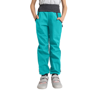 Unuo, Dětské softshellové kalhoty s fleecem Street, Sv. Smaragdová Velikost: 128/134