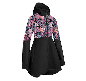 Unuo, Dívčí softshellový kabát s fleecem Romantico, Černá, Kouzelné květiny Velikost: 104/110