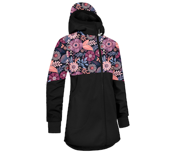 Unuo, Dívčí softshellový kabát s fleecem Street, Černá, Kouzelné květiny Velikost: 122/128