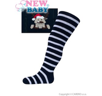 Vánoční bavlněné punčocháčky New Baby tmavě modré se sobem
